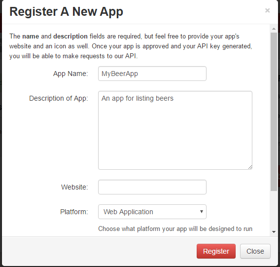 Register New Application